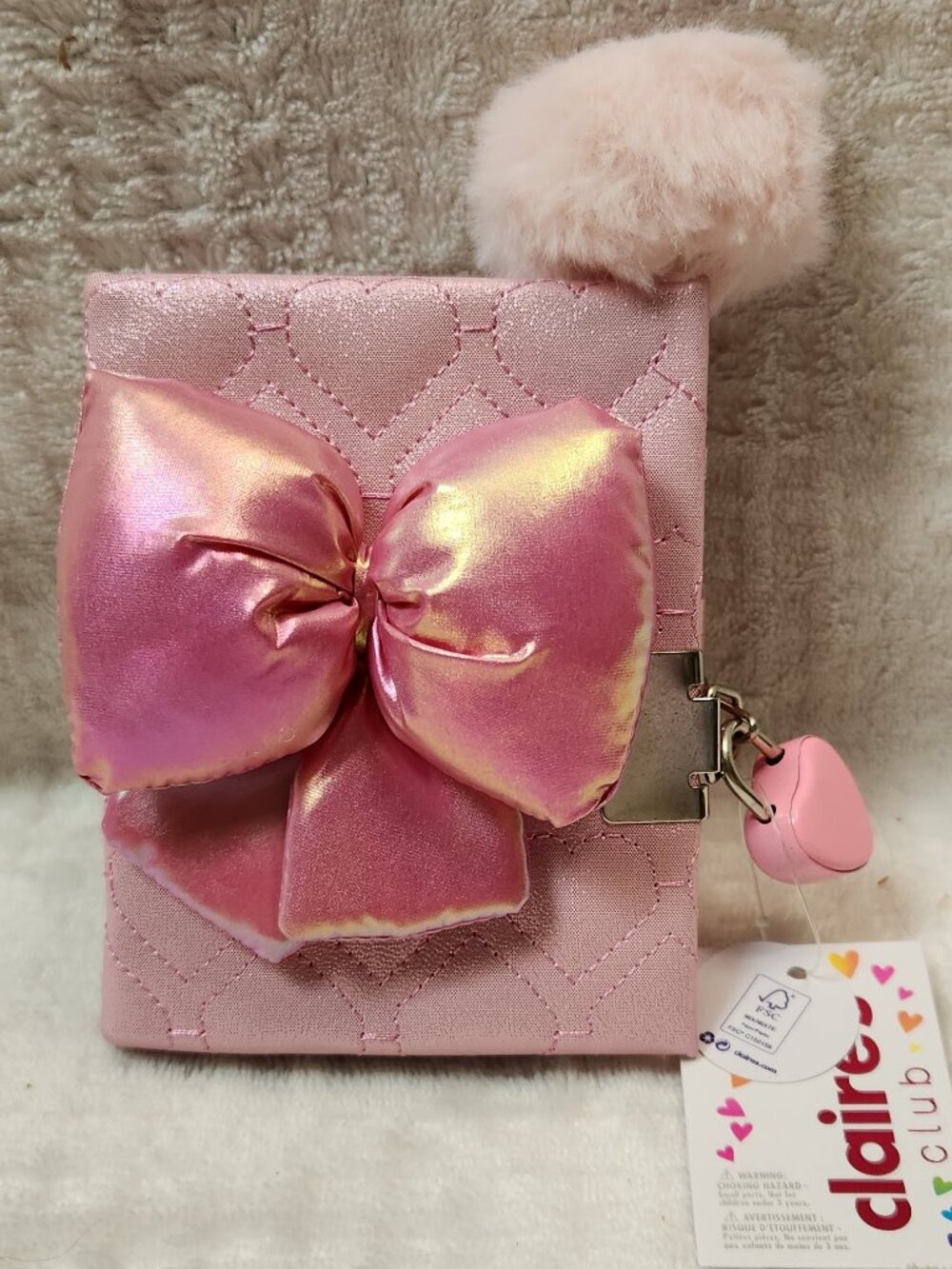 CLAIRE'S Club Pink Quilted Mini Diary Journal - NEW NWT
